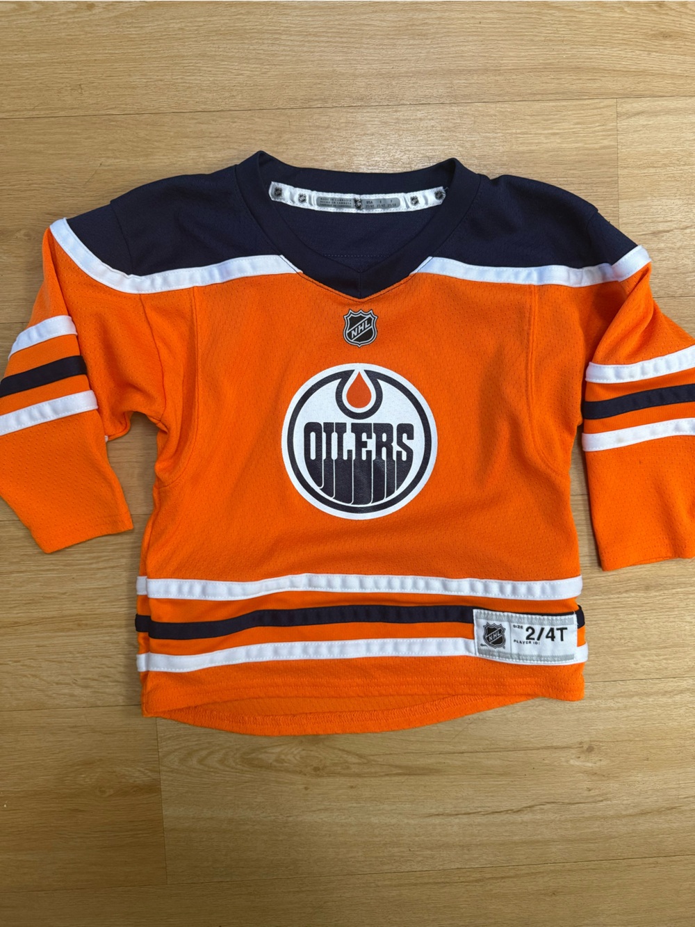 Kids Orange Oilers Hockey Jersey 2T-4T